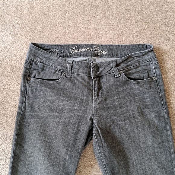 American Eagle Jeans 77 Straight Womens Denim Size 10 Grey - Picture 2 of 14